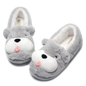 Cute Dog Animal Slippers| Women Fuzzy Slippers Low |Warm Indoor Outdoor House Shoes
