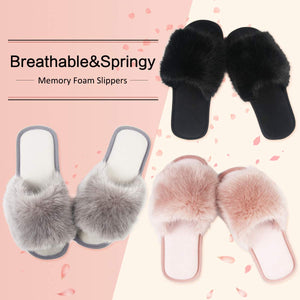 Caramella Bubble Open Toe Fur Summer Slippers Slip on Fluffy Slides for Women