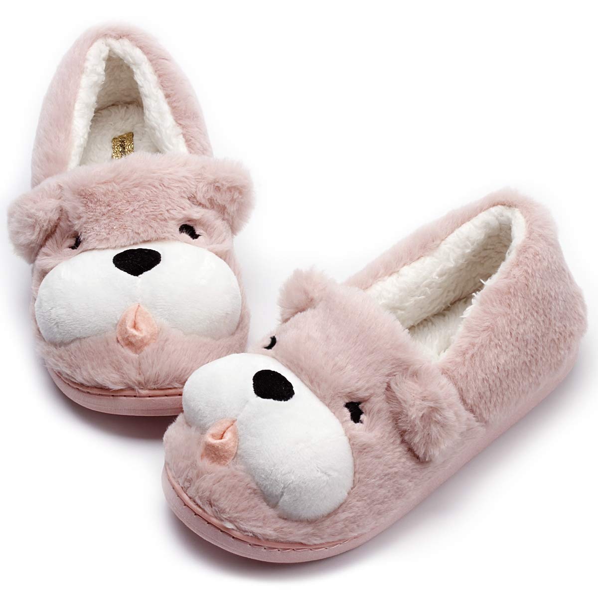 Cute Dog Memory Foam Animal House Slippers for Women Indoor Outdoor