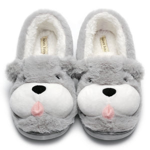 Cute Dog Animal Slippers| Women Fuzzy Slippers Low |Warm Indoor Outdoor House Shoes