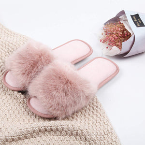 Caramella Bubble Open Toe Fur Summer Slippers Slip on Fluffy Slides for Women
